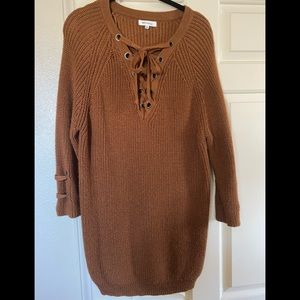 Miracle knit sweater shirt/dress lace up front